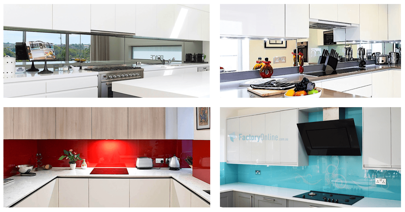 Various types of mirrors and splashbacks